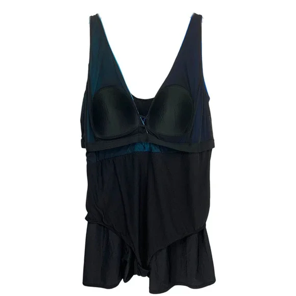 NEW Swim 365 x Swimsuits for All Plus Sz 28 Blue Crisscross Swim Dress Swimsuit - Picture 5 of 8